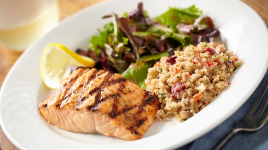 Grilled Salmon with Couscous, Beans, and Bell Peppers - A Vibrant and Wholesome Feast