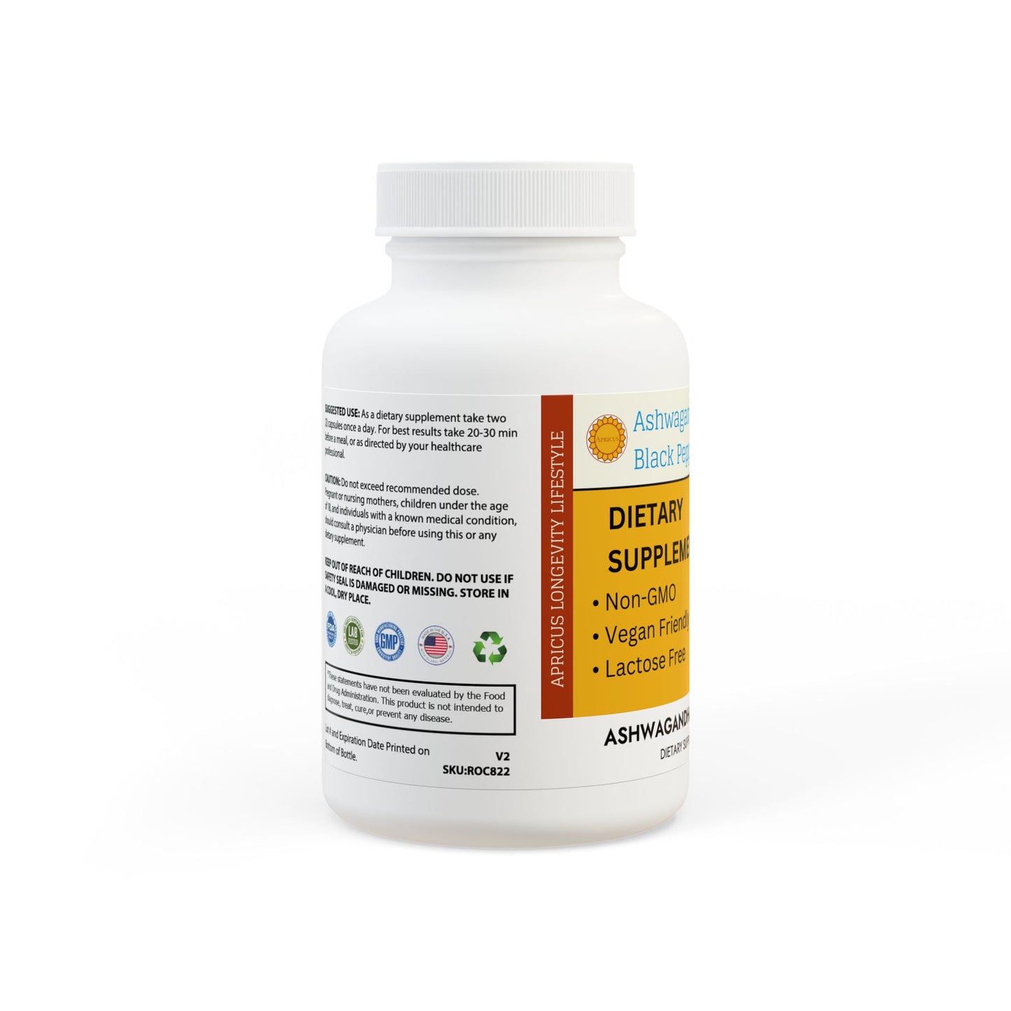 Ashwagandha and Black Pepper Supplement (60 capsules)