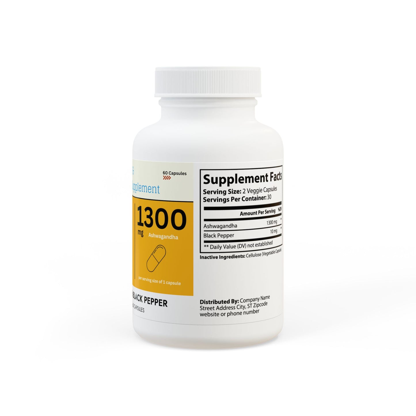 Ashwagandha and Black Pepper Supplement (60 capsules)